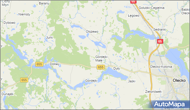 mapa Gordejki Małe, Gordejki Małe na mapie Targeo