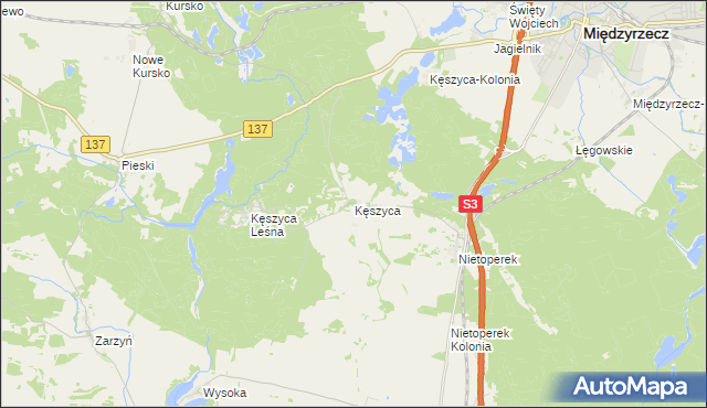 mapa Kęszyca, Kęszyca na mapie Targeo