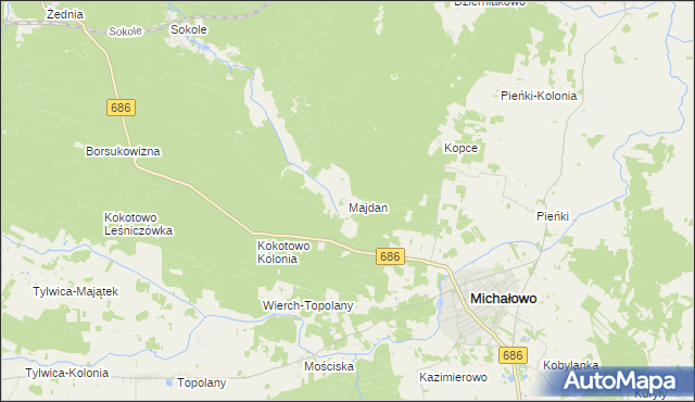 mapa Majdan gmina Michałowo, Majdan gmina Michałowo na mapie Targeo