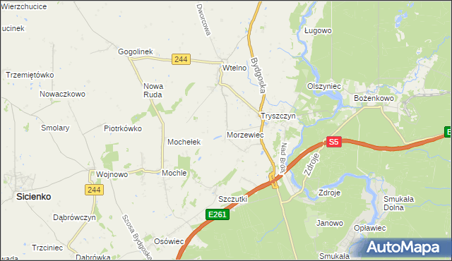 mapa Morzewiec, Morzewiec na mapie Targeo