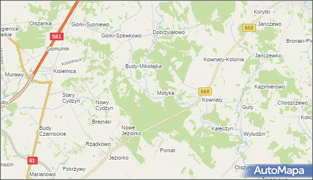 mapa Motyka, Motyka na mapie Targeo