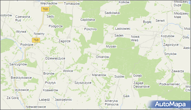 mapa Orkanów, Orkanów na mapie Targeo