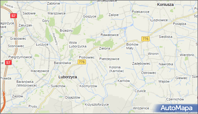 mapa Pietrzejowice, Pietrzejowice na mapie Targeo