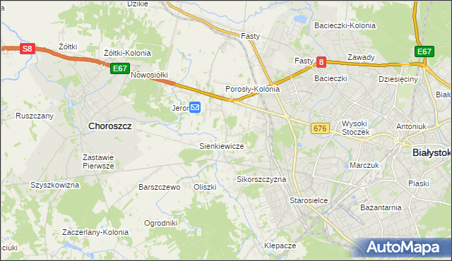 mapa Porosły, Porosły na mapie Targeo