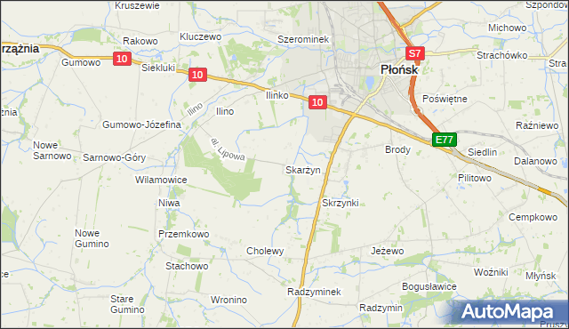 mapa Skarżyn gmina Płońsk, Skarżyn gmina Płońsk na mapie Targeo