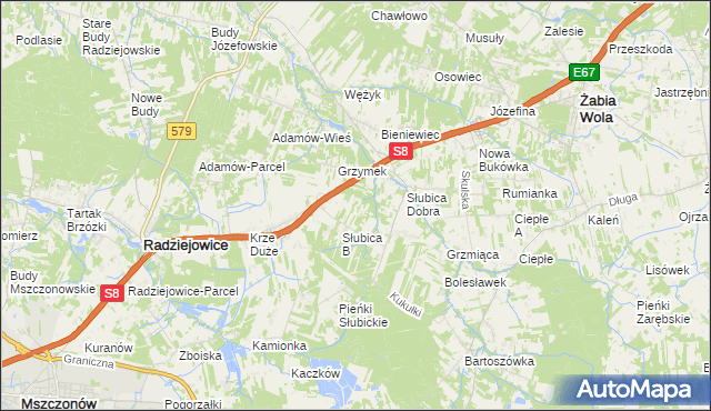 mapa Słubica A, Słubica A na mapie Targeo