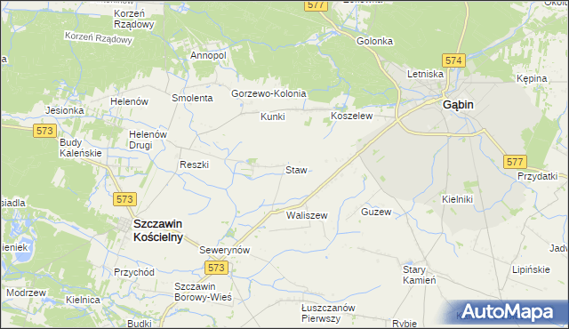 mapa Staw gmina Szczawin Kościelny, Staw gmina Szczawin Kościelny na mapie Targeo