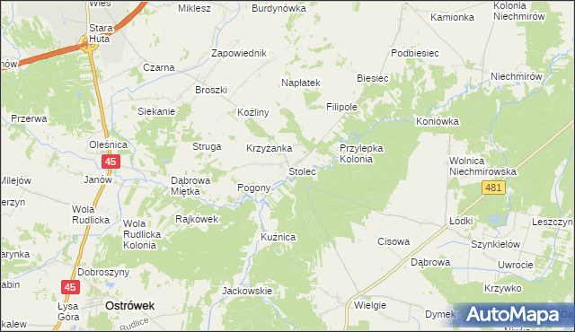 mapa Stolec gmina Złoczew, Stolec gmina Złoczew na mapie Targeo