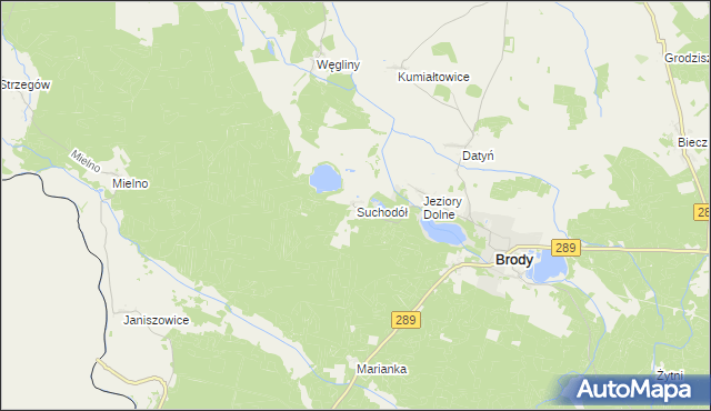 mapa Suchodół gmina Brody, Suchodół gmina Brody na mapie Targeo