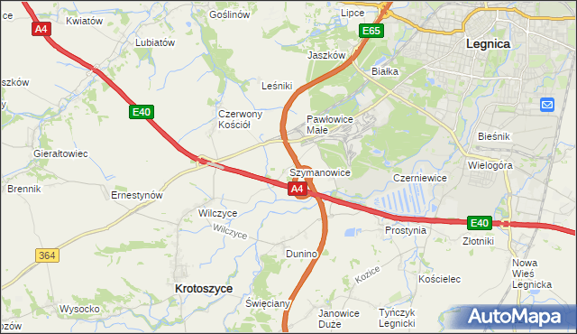 mapa Szymanowice gmina Krotoszyce, Szymanowice gmina Krotoszyce na mapie Targeo