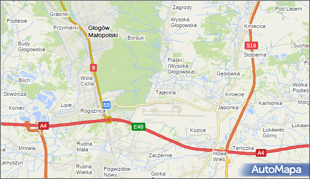 mapa Tajęcina, Tajęcina na mapie Targeo