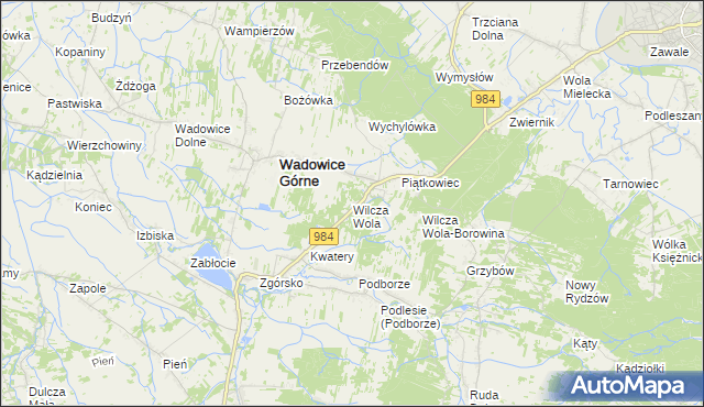 mapa Wilcza Wola gmina Radomyśl Wielki, Wilcza Wola gmina Radomyśl Wielki na mapie Targeo