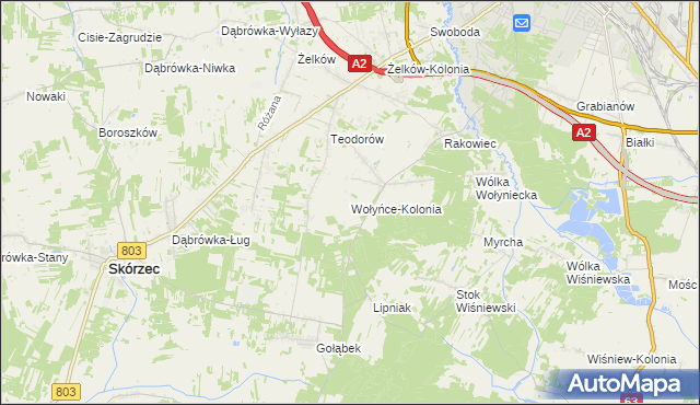 mapa Wołyńce-Kolonia, Wołyńce-Kolonia na mapie Targeo