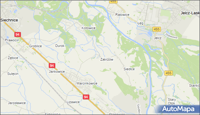 mapa Zakrzów gmina Oława, Zakrzów gmina Oława na mapie Targeo