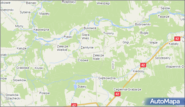 mapa Załęcze Małe, Załęcze Małe na mapie Targeo