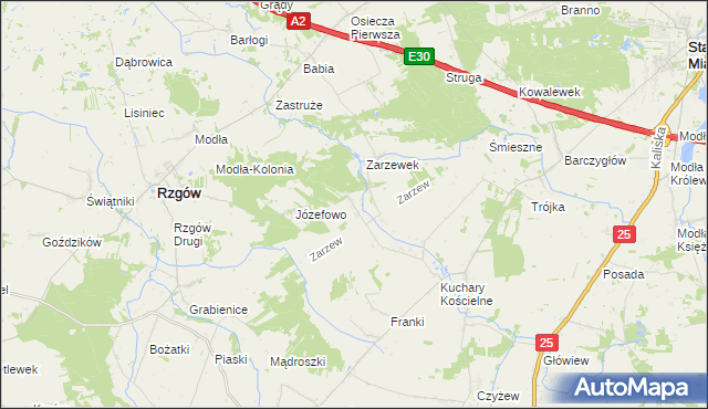 mapa Zarzew gmina Rzgów, Zarzew gmina Rzgów na mapie Targeo