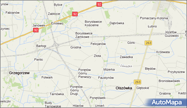 mapa Złota gmina Olszówka, Złota gmina Olszówka na mapie Targeo