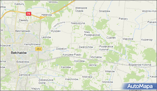 mapa Zwierzchów, Zwierzchów na mapie Targeo