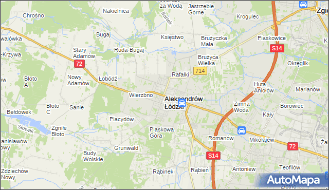 mapa Aleksandrów Łódzki, Aleksandrów Łódzki na mapie Targeo