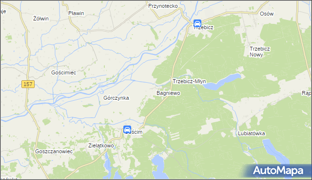mapa Bagniewo gmina Drezdenko, Bagniewo gmina Drezdenko na mapie Targeo