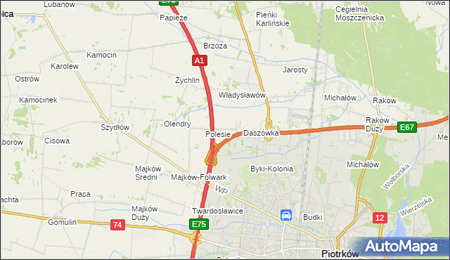 mapa Bąkowiec gmina Grabica, Bąkowiec gmina Grabica na mapie Targeo