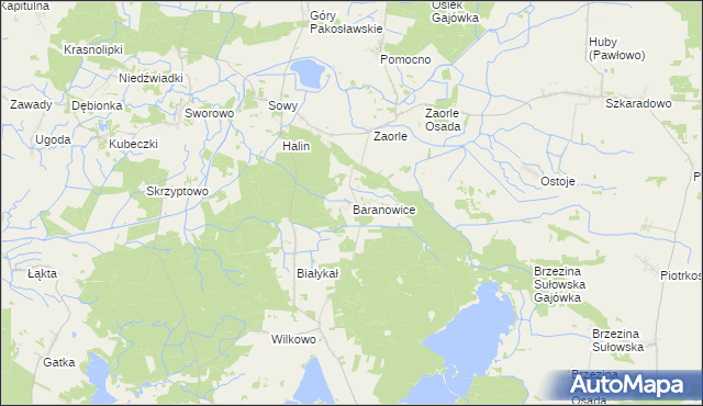 mapa Baranowice gmina Milicz, Baranowice gmina Milicz na mapie Targeo