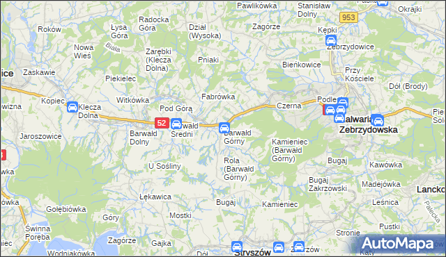 mapa Barwałd Górny, Barwałd Górny na mapie Targeo
