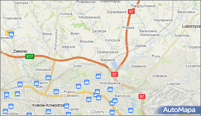 mapa Batowice, Batowice na mapie Targeo