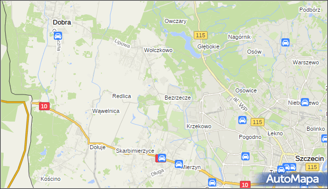 mapa Bezrzecze, Bezrzecze na mapie Targeo