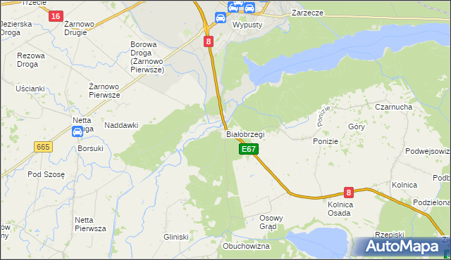 mapa Białobrzegi gmina Augustów, Białobrzegi gmina Augustów na mapie Targeo