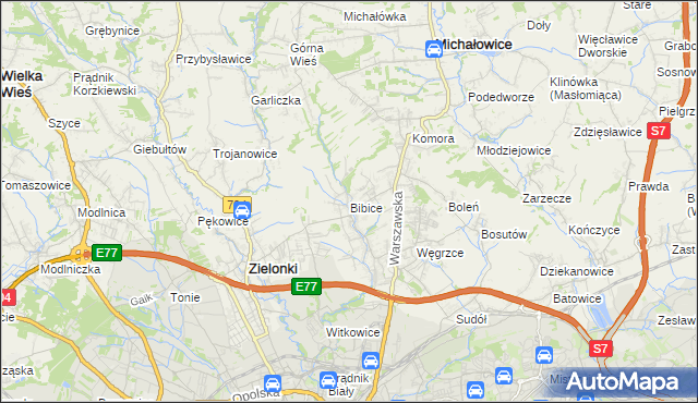 mapa Bibice, Bibice na mapie Targeo