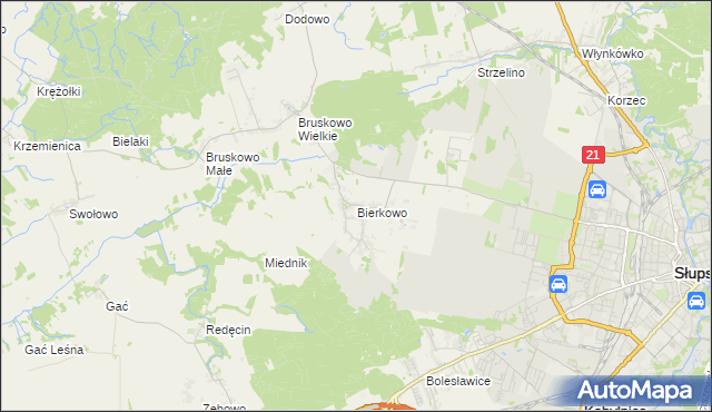 mapa Bierkowo, Bierkowo na mapie Targeo