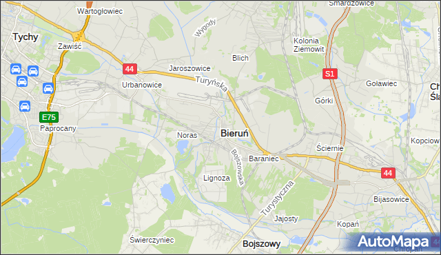 mapa Bieruń, Bieruń na mapie Targeo