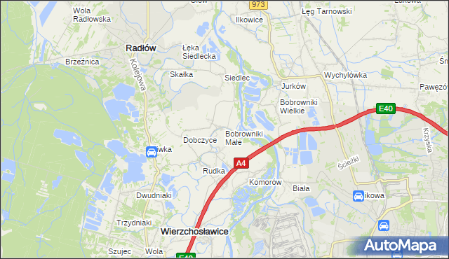 mapa Bobrowniki Małe, Bobrowniki Małe na mapie Targeo