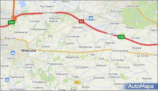 mapa Bodzanów gmina Biskupice, Bodzanów gmina Biskupice na mapie Targeo