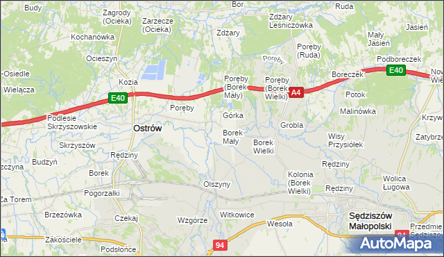 mapa Borek Mały, Borek Mały na mapie Targeo