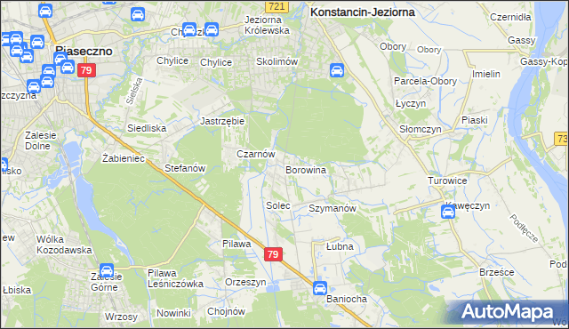 mapa Borowina gmina Konstancin-Jeziorna, Borowina gmina Konstancin-Jeziorna na mapie Targeo