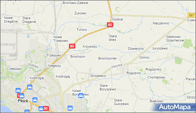 mapa Brochocinek gmina Radzanowo, Brochocinek gmina Radzanowo na mapie Targeo