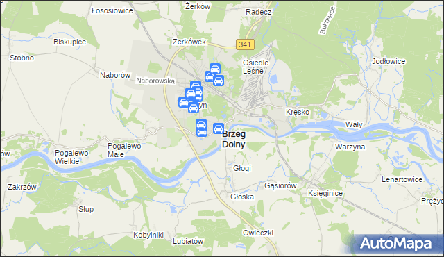 mapa Brzeg Dolny, Brzeg Dolny na mapie Targeo