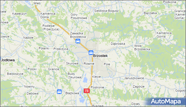 mapa Brzostek powiat dębicki, Brzostek powiat dębicki na mapie Targeo