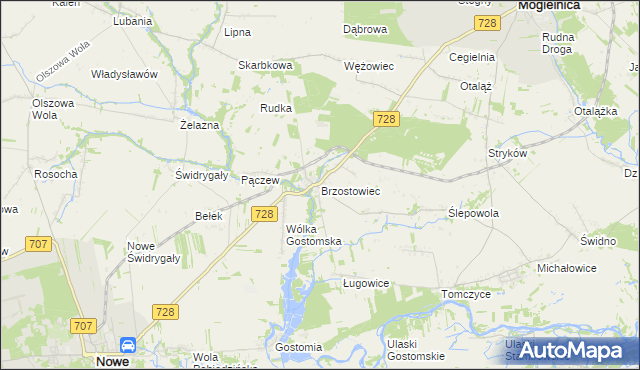 mapa Brzostowiec, Brzostowiec na mapie Targeo