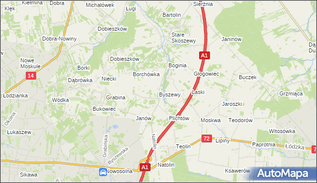 mapa Byszewy, Byszewy na mapie Targeo