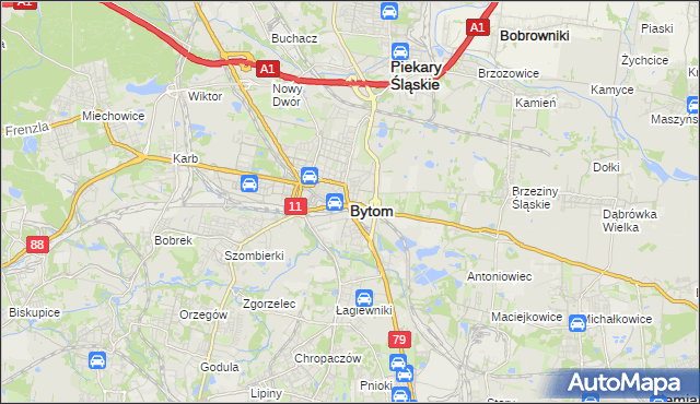 mapa Bytomia, Bytom na mapie Targeo