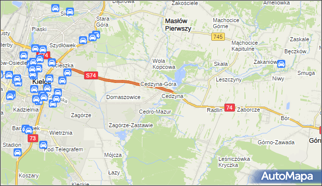 mapa Cedzyna, Cedzyna na mapie Targeo