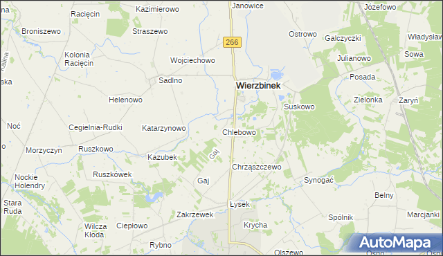 mapa Chlebowo gmina Wierzbinek, Chlebowo gmina Wierzbinek na mapie Targeo
