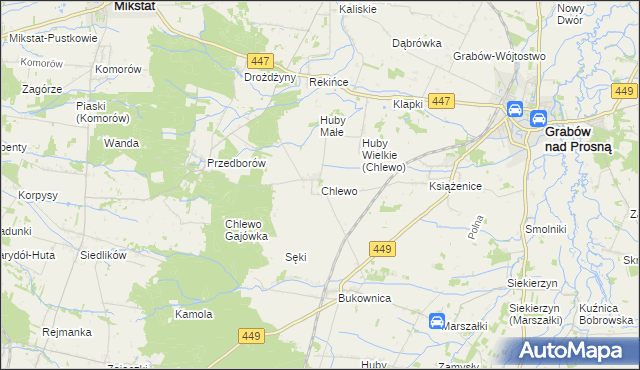 mapa Chlewo gmina Grabów nad Prosną, Chlewo gmina Grabów nad Prosną na mapie Targeo