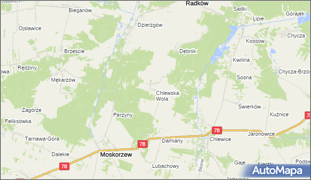 mapa Chlewska Wola, Chlewska Wola na mapie Targeo