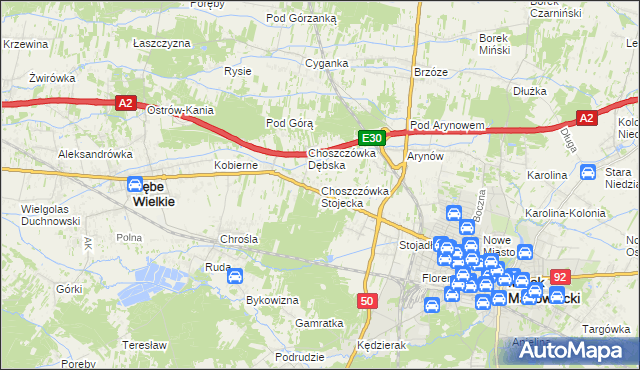 mapa Choszczówka Stojecka, Choszczówka Stojecka na mapie Targeo
