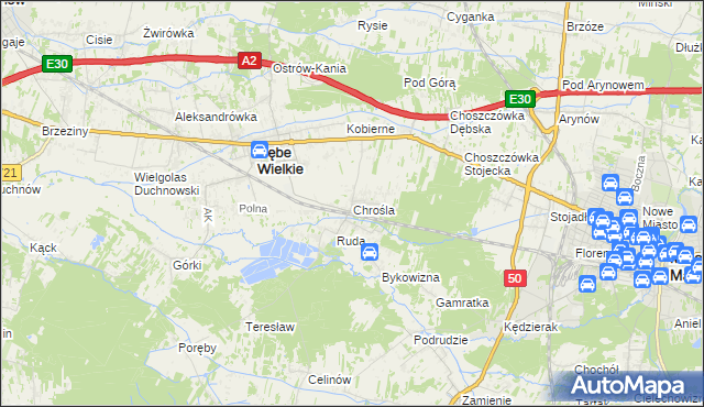 mapa Chrośla, Chrośla na mapie Targeo