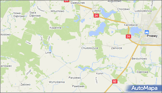 mapa Chudobczyce, Chudobczyce na mapie Targeo